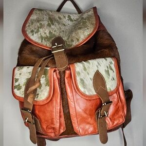Authentic Hair-On Cowhide Leather Backpack Rustic Western Travel Bag Made in USA